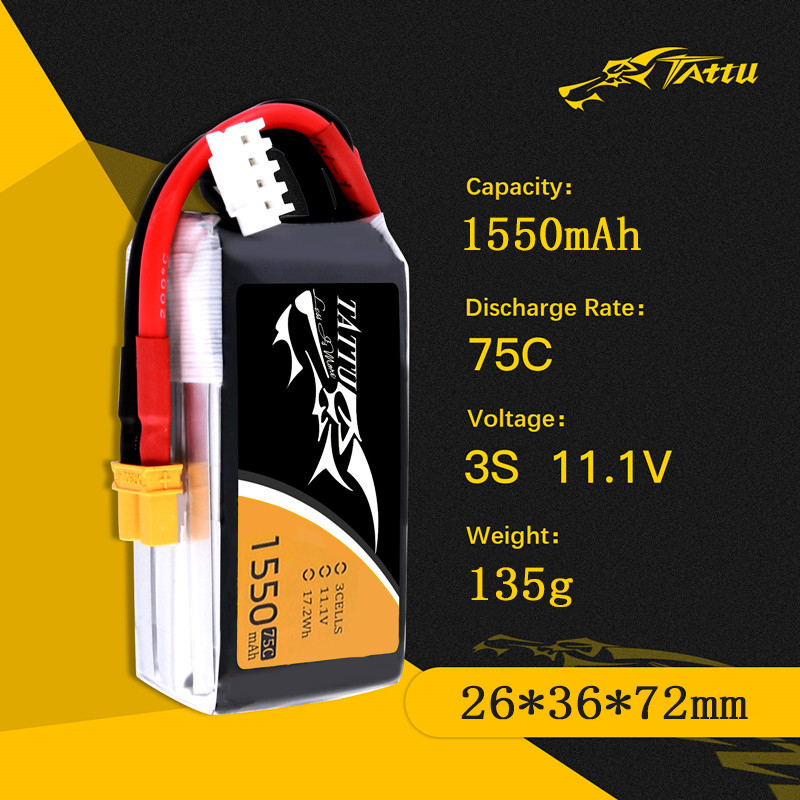 Tattu 3S 11.1V 1550mAh แบตเตอร - Drone Battery Li-Ion บทวิจารณ์และราคา